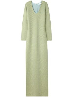 St. John twill-knit V-neck gown - Green