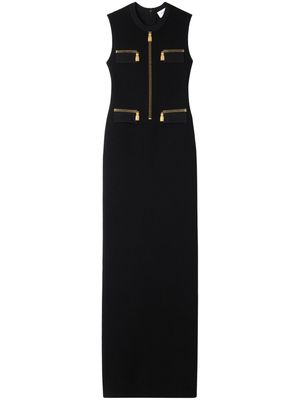 St. John zip-embellished knitted maxi dress - Black