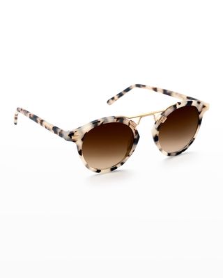 St. Louis Round Gradient Sunglasses, Rose/White Tortoise