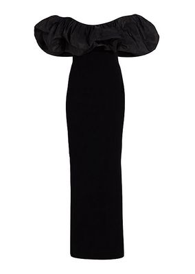 St. Martin Off-The-Shoulder Sheath Gown