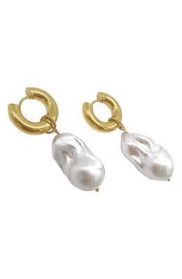 st. Moran Capri Freshwater Pearl Huggie Earrings in White