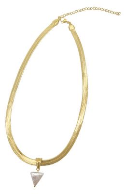 st. Moran Freshwater Pearl Herringbone Chain Necklace in White