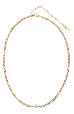 st. Moran Freshwater Pearl Pendant Curb Chain Necklace in White-Gold 