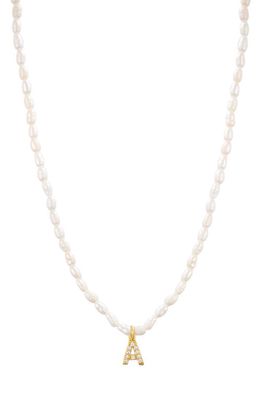 st. Moran Initial Freshwater Pearl Beaded Necklace in White - A 