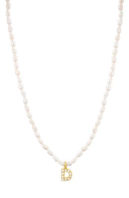 st. Moran Initial Freshwater Pearl Beaded Necklace in White - D 