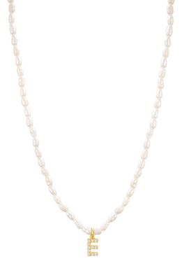 st. Moran Initial Freshwater Pearl Beaded Necklace in White - E 