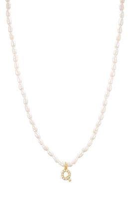 st. Moran Initial Freshwater Pearl Beaded Necklace in White - Q 