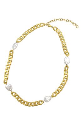 st. Moran Nikola Freshwater Pearl Curb Chain Necklace in White