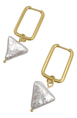 st. Moran Rena Freshwater Pearl Hoop Earrings in White