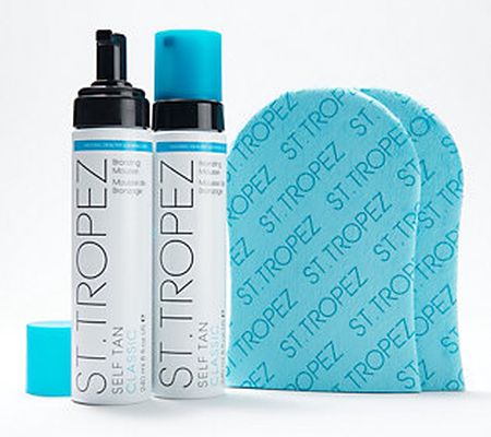 St. Tropez Set of 2 Classic Self Tan Mousse with Mitts