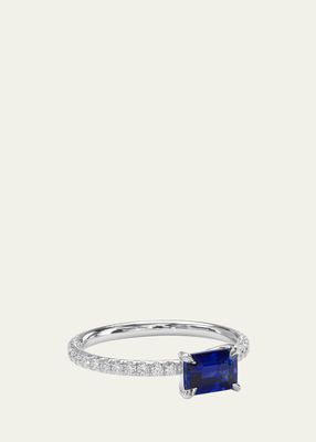 Stackable Blue Sapphire Ring with Diamonds