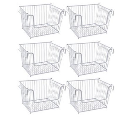 Stackable Metal Storage Bin Baskets - Large, 6 ack