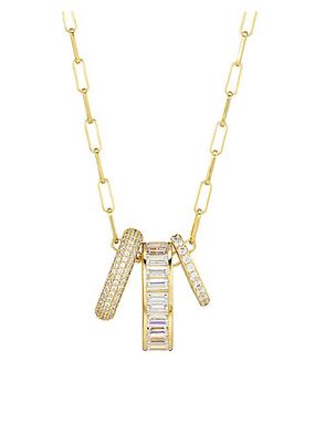 Stacked 18K-Gold-Plated & Cubic Zirconia Triple Pendant Necklace