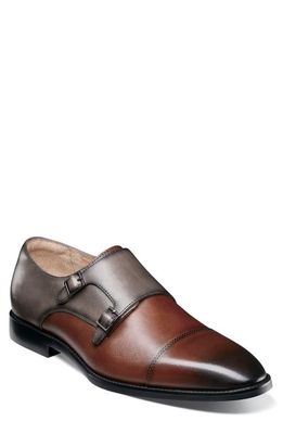 Stacy Adams Raythorne Double Monk Strap Shoe in Brown/Gray 