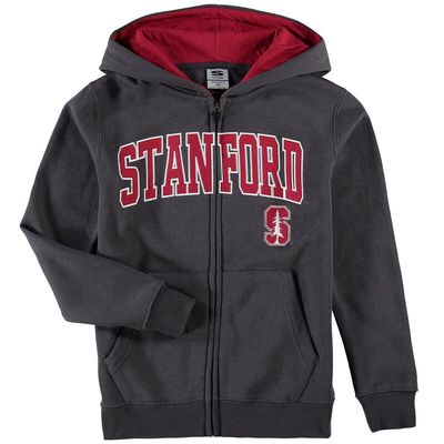 STADIUM ATHLETIC Youth Charcoal Stanford Cardinal Applique Arch & Logo Full-Zip Hoodie