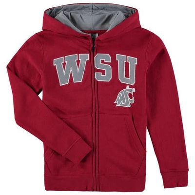 STADIUM ATHLETIC Youth Crimson Washington State Cougars Applique Arch & Logo Full-Zip Hoodie in Cardinal