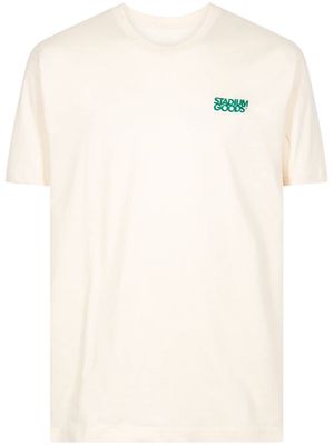 STADIUM GOODS® Stacked "Vintage White/Green" embroidered-logo T-shirt - Neutrals