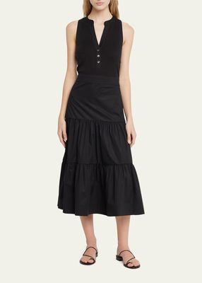 Stafford V-Neck Tiered Midi Dress