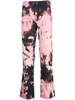 Stain Shade bleached-effect straight-leg trousers - Pink