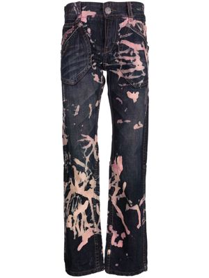 Stain Shade bleached mid-rise straight-leg jeans - Blue