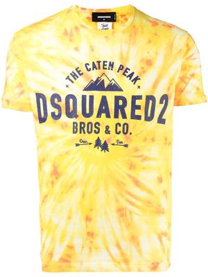 Stain Shade logo-print tie-dye T-shirt - Yellow