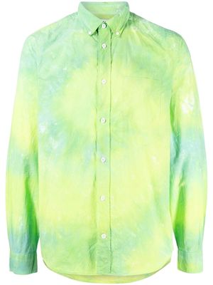 Stain Shade long-sleeve tie-dye shirt - Green