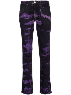 Stain Shade tie-dye slim-cut trousers - Purple