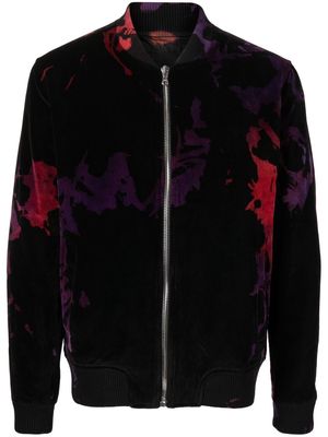 Stain Shade tie-dye zipped bomber jacket - Black