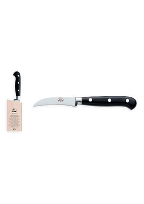 Stainless Steel & Lucite Curved Paring Knife & Wooden Block Set