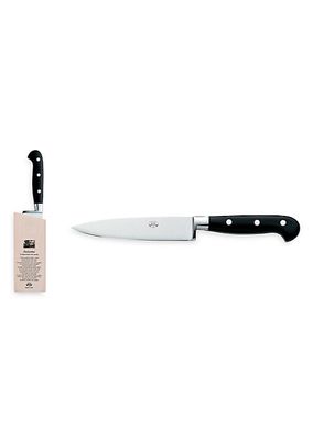 Stainless Steel & Lucite Utility Knife & Wooden Block Set
