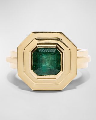 Staircase Two-Tier Emerald Ring, Size 7