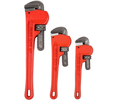 Stalwart 3-Piece Heavy-Duty Pipe Wrench Set wit h Storage Pouc