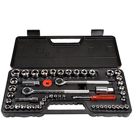 Stalwart 52-Piece 1/4, 3/8 and 1/2 Drive Socket Set SAE