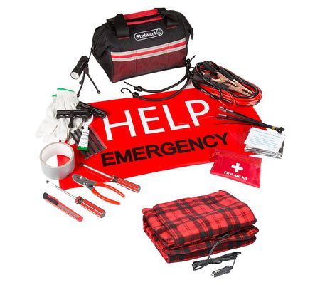 Stalwart 55-PC Car Emergency Kit with Heated Bl anket