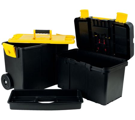 Stalwart Portable Tool Box w/Wheels - Stackable Tool Chest