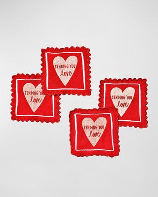 Stamp of Love Cocktail Napkins, Set of 4