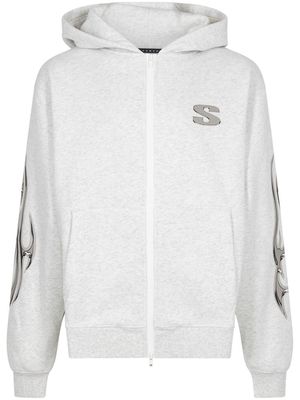 Stampd Chrome Flame zip-up hoodie - Grey