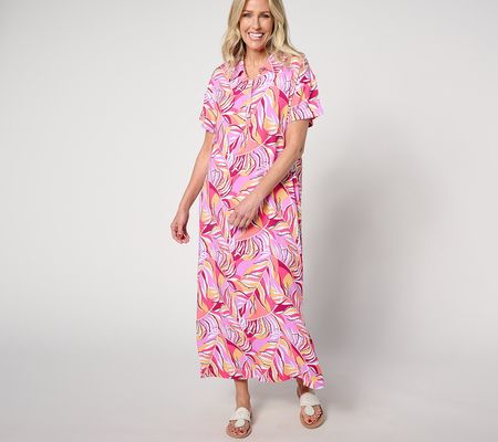 Stan Herman Button Placket Woven Caftan