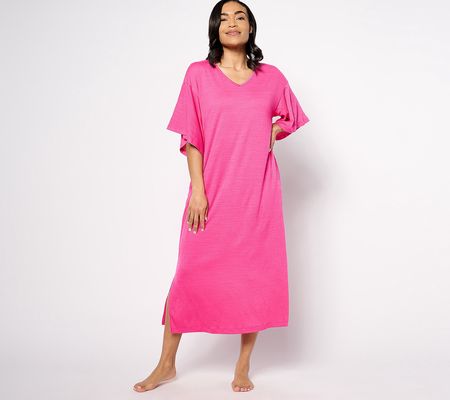 Stan Herman Crepe Knit V-Neck Drape Caftan