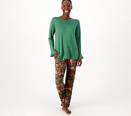 Stan Herman Luxe Sweater Knit Crew Neck Top & Pant PJ Set