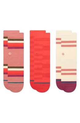 Stance Kids' Assorted 3-Pack Bold Move Stripe Crew Socks in Pink