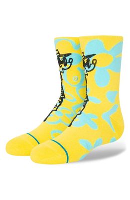 Stance Kids' Mickey Surf Check Crew Socks in Yellow
