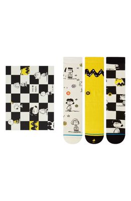 Stance Peanuts Assorted 3-Pack Combed Cotton Blend Crew Socks Gift Box in Multi