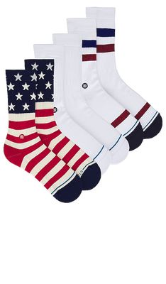 Stance The Americana 3 Pack Sock in Red