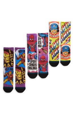 Stance x Marvel Comics Assorted 3-Pack Crew Socks Box Set in Purple Multi