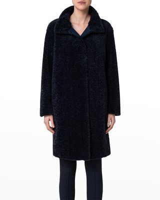Stand-Collar Faux Shearling Coat