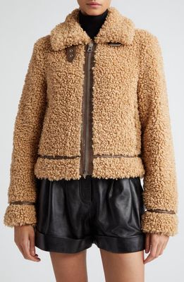 Stand Studio Audrey Faux Shearling Jacket in Nougat/Ebony Brown