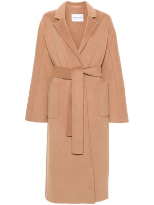STAND STUDIO belted wool-blend coat - Brown