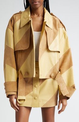 Stand Studio Blossom Leather & Suede Panel Moto Jacket in Honey