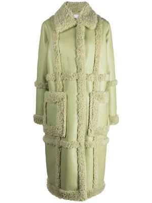 STAND STUDIO contrast-trim faux-leather coat - Green
